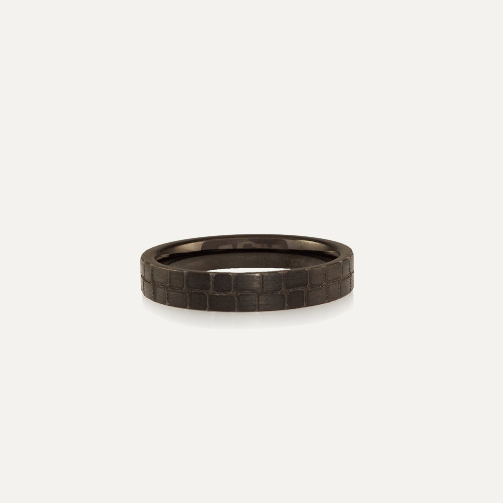 Black Tungsten with Cobblestone Textured Men's Ring