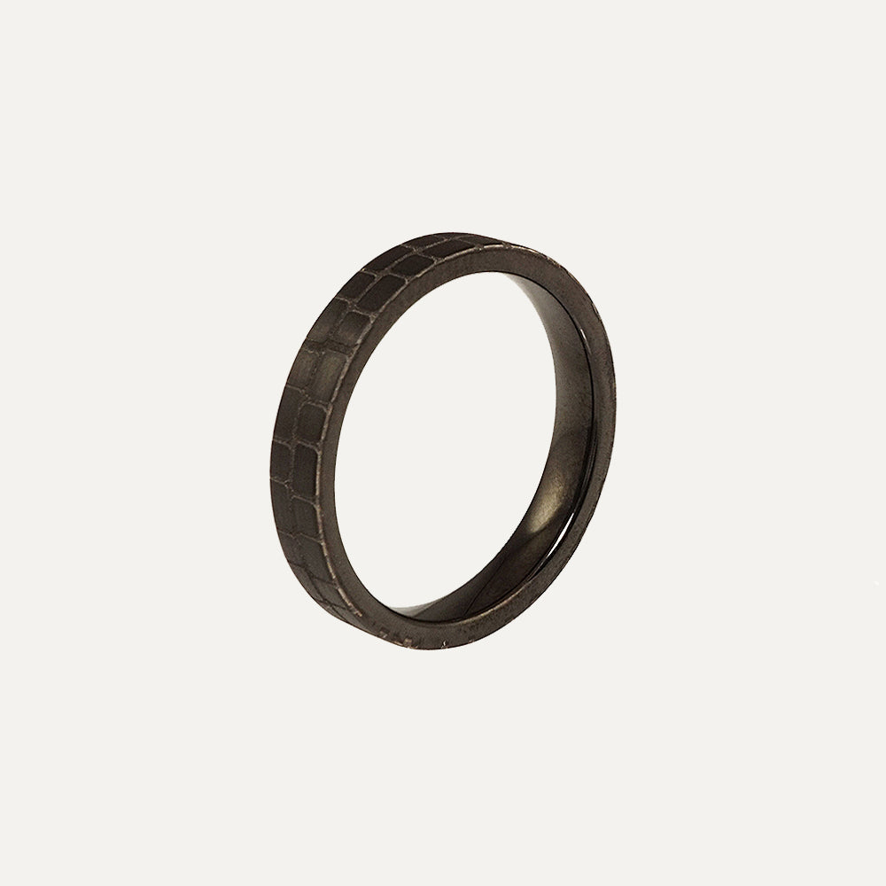 Black Tungsten with Cobblestone Textured Men's Ring