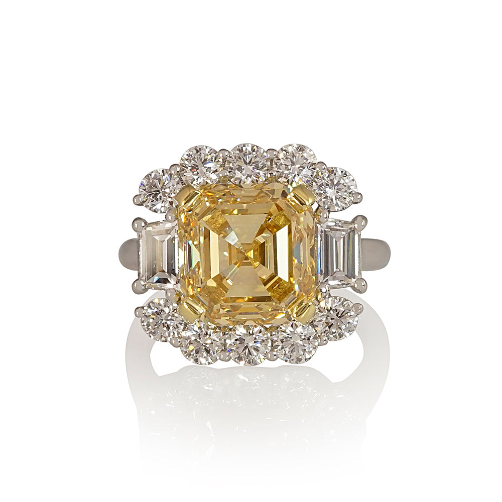 Exceptional Fancy Yellow Diamond Halo Ring