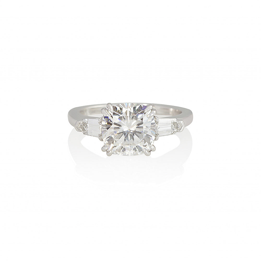 Three Stone with Tapered Bullets Engagement Ring for Tayler