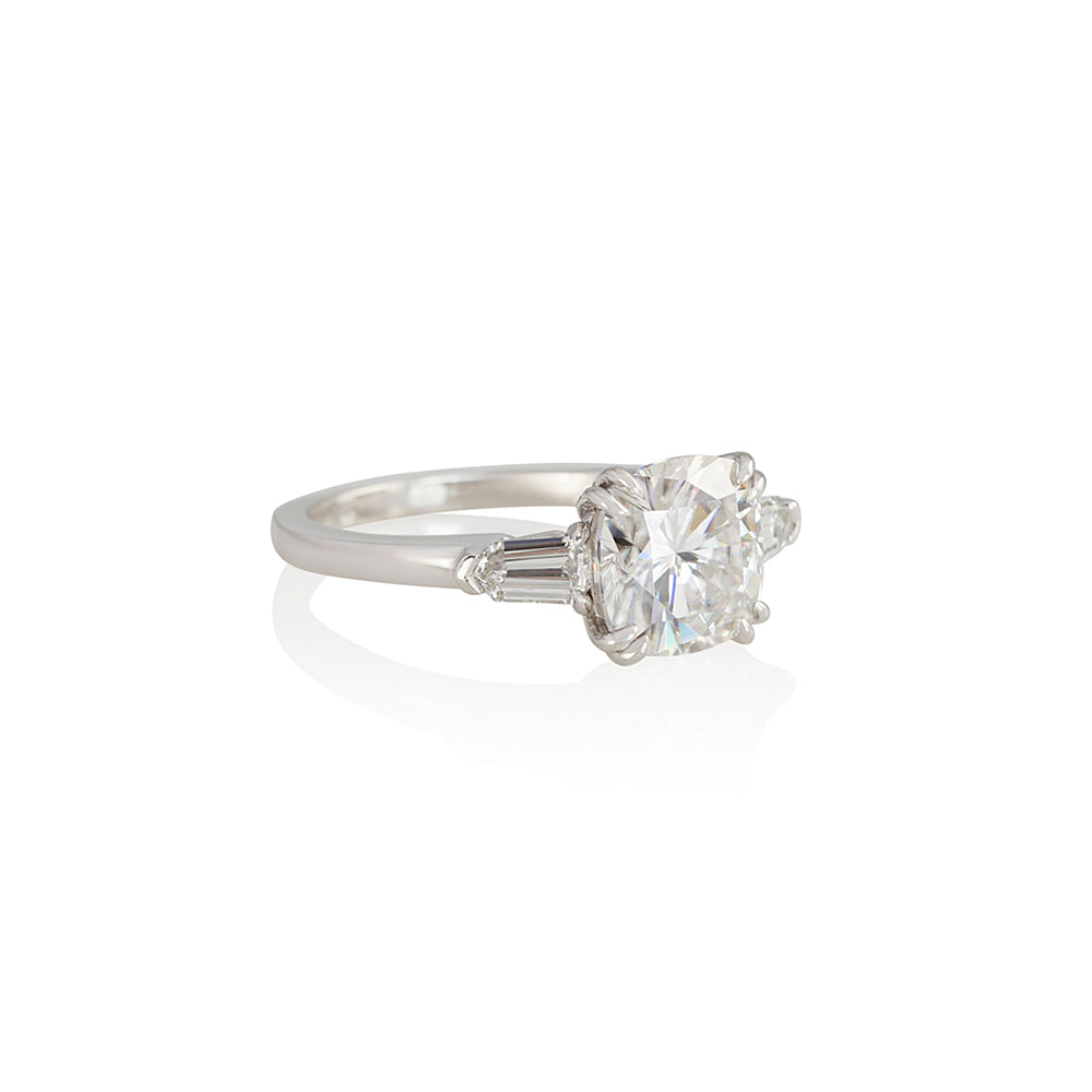 Three Stone with Tapered Bullets Engagement Ring for Tayler