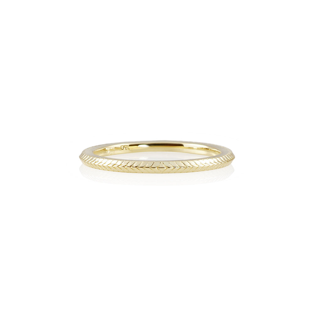 Textured Thin Yellow Gold Band