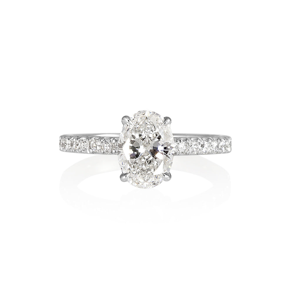 Tonya Oval Diamond Engagement Ring with Diamond Collar