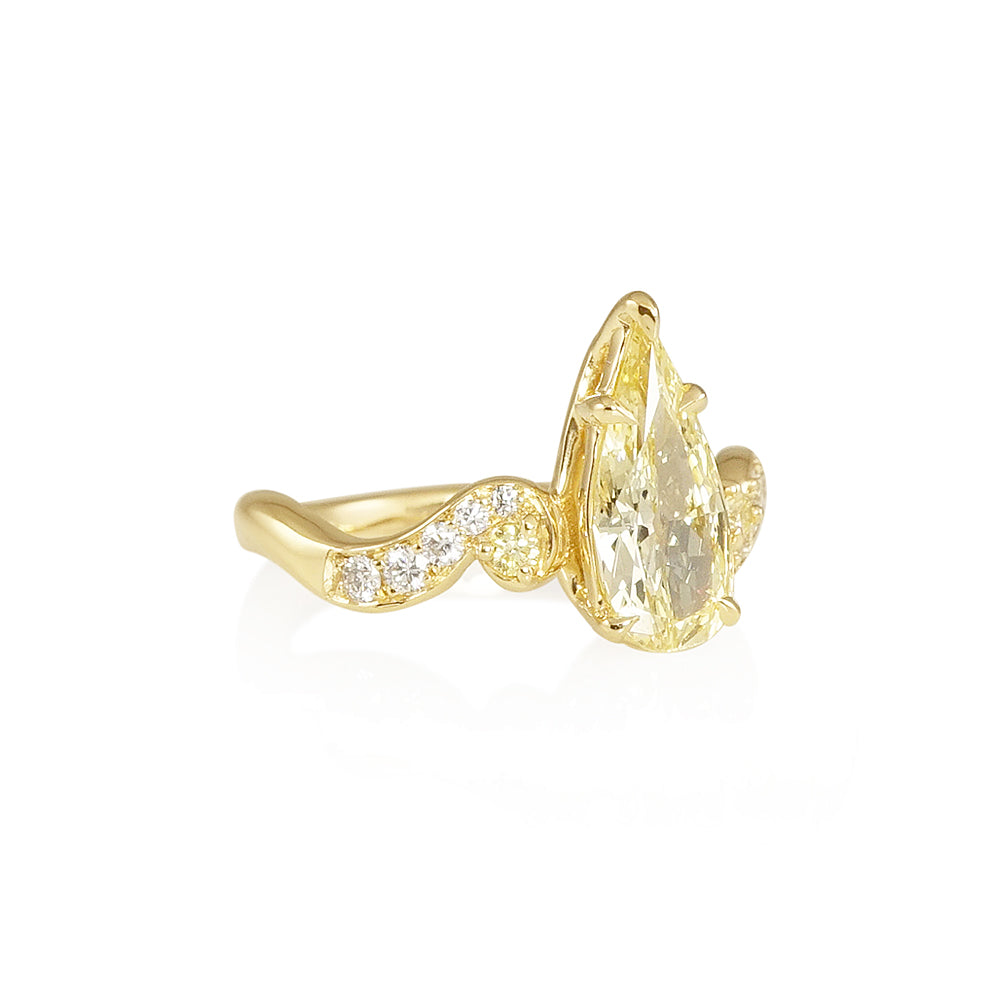 Dramatic Fancy Yellow Pear Engagement Ring for Tsotso