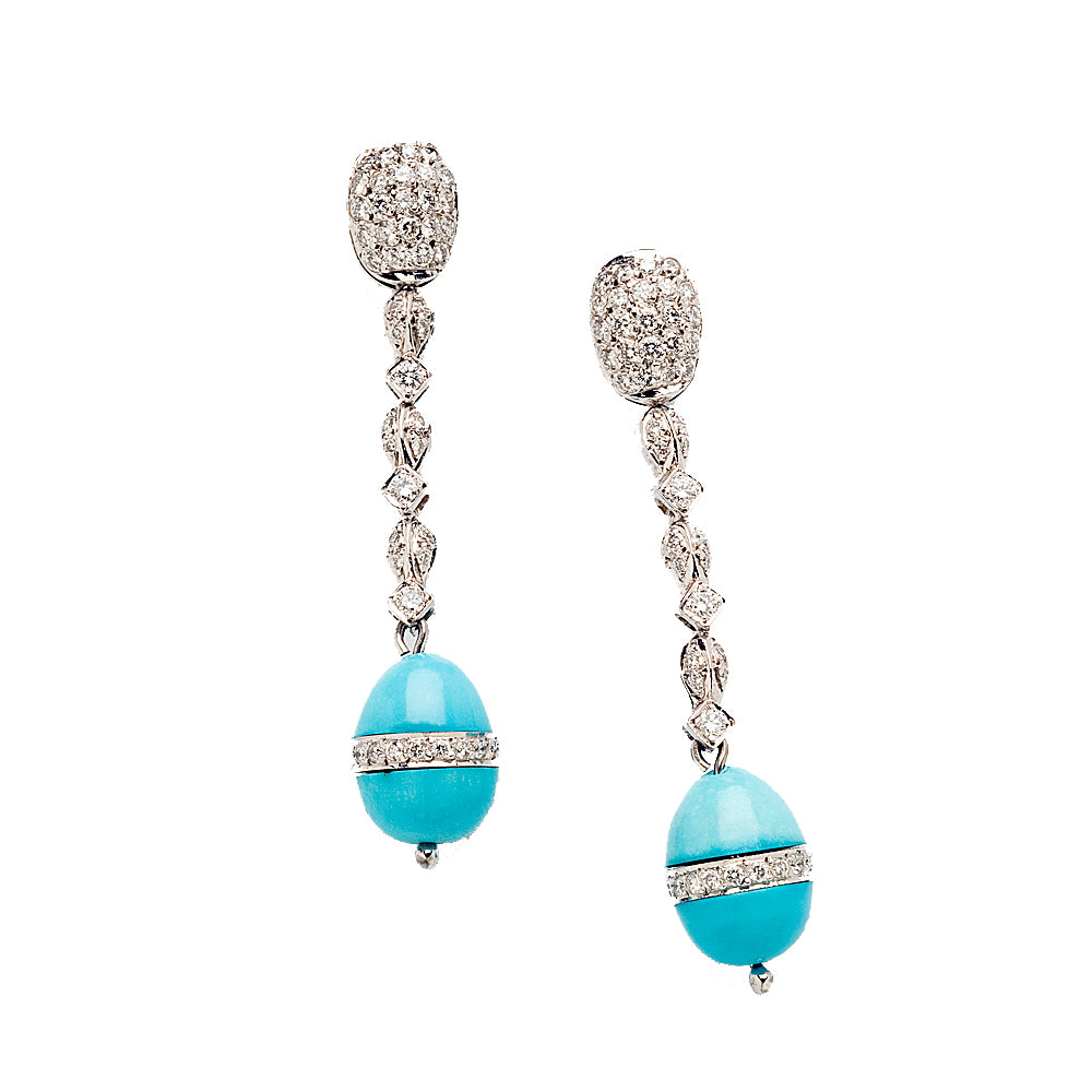 Diamond and Turquoise Drop Earrings