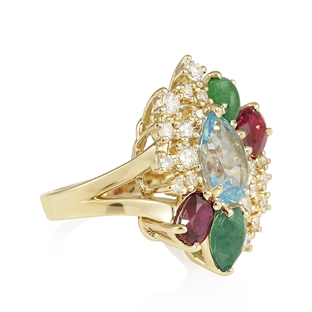 Tutti Frutti Diamond and Color Stones Ring for Leeanne