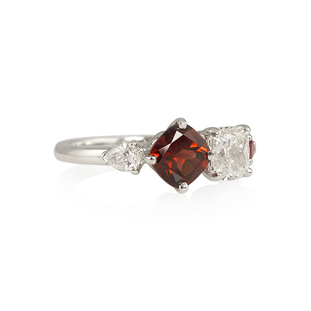 Garnet and Diamond Two Stone Ring for Laura