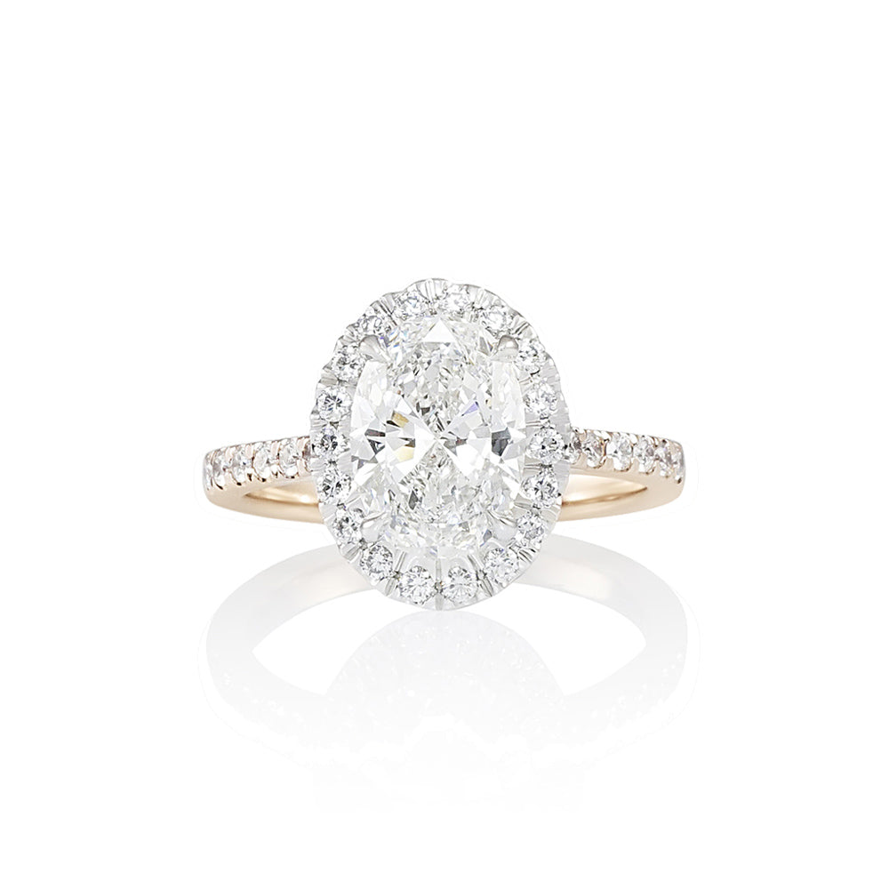 Two Tone Oval Diamond Halo Engagement Ring for Susanne