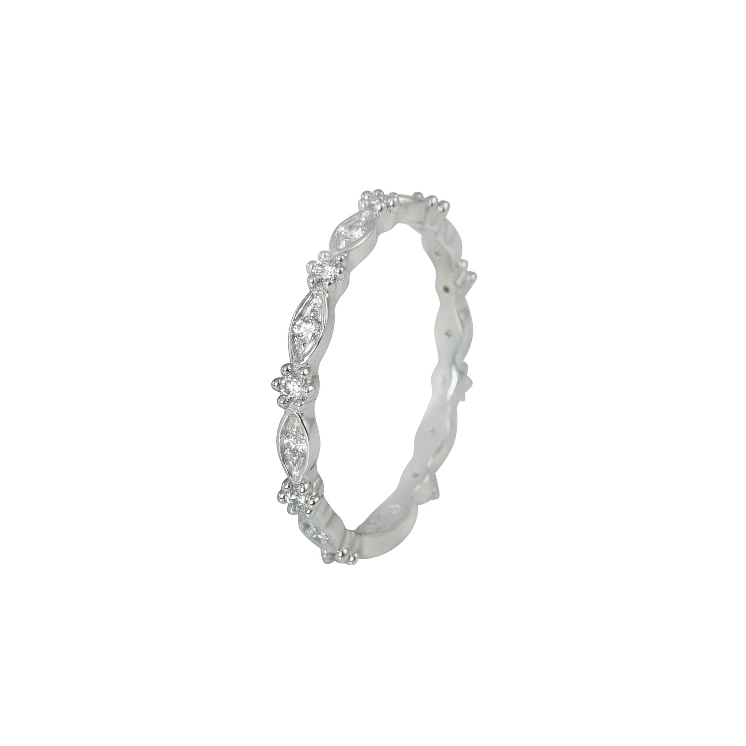 Oval and Flower Bead Diamond Band