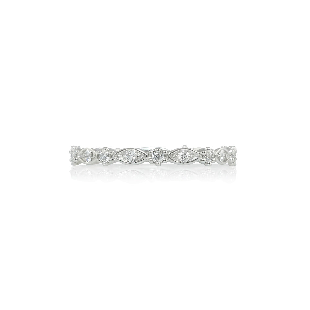 Oval and Flower Bead Diamond Band