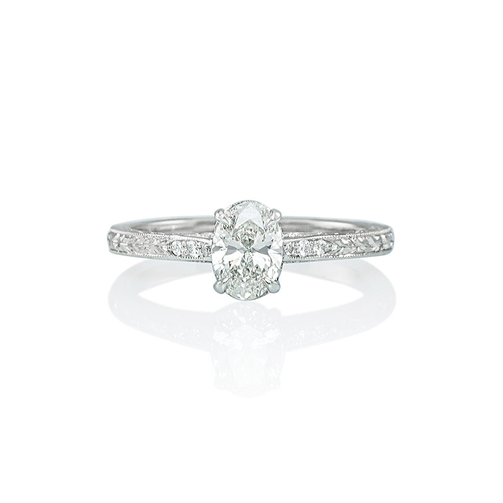 Antique Inspired Oval Diamond Engagement Ring for Victoria