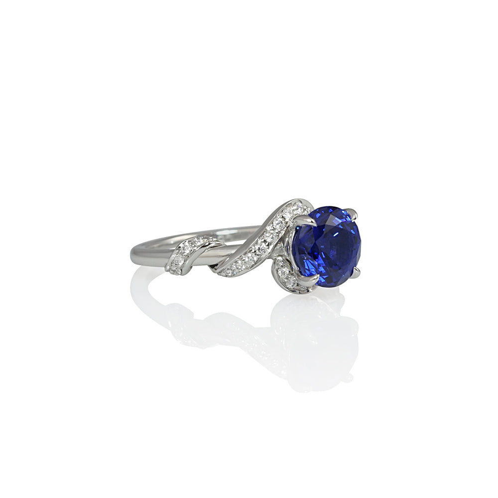 Sapphire and Diamond Swirl Engagement Ring for Whitney