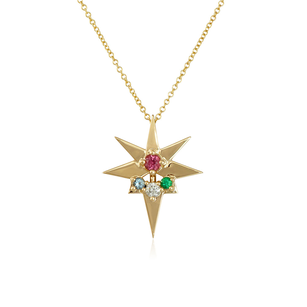 Wishing Star Necklace with Birthstones for Rita