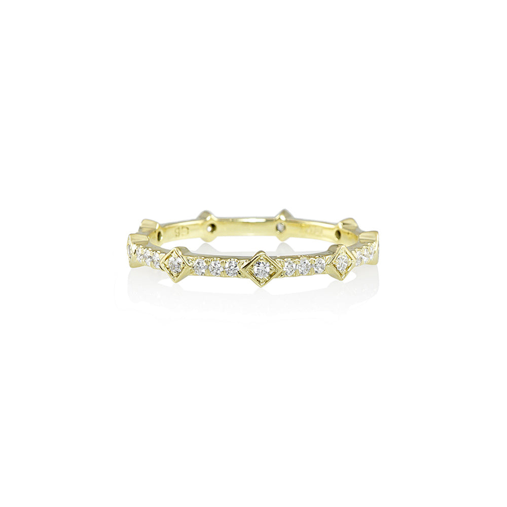 Yellow Gold and Diamond Station Wedding Band