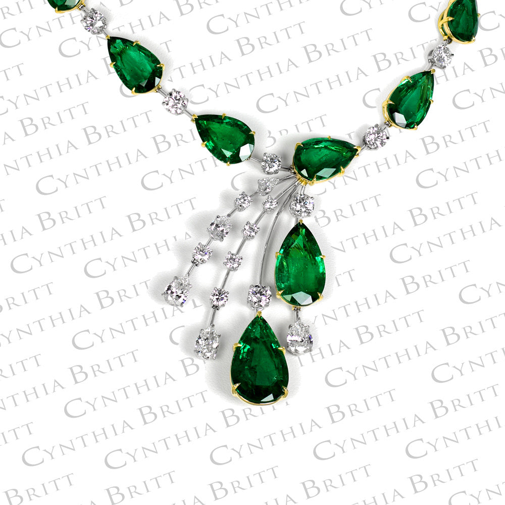 Pear-shaped Zambian Emeralds Necklace