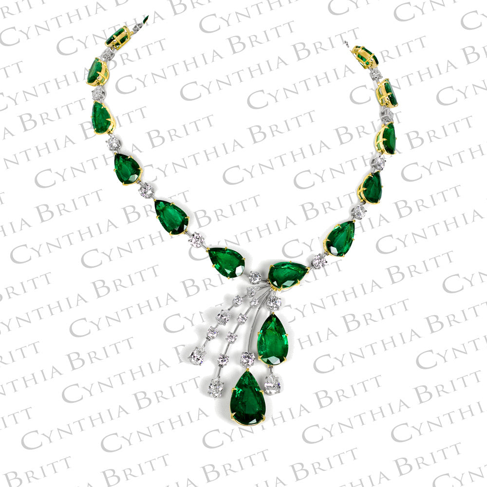 Pear-shaped Zambian Emeralds Necklace