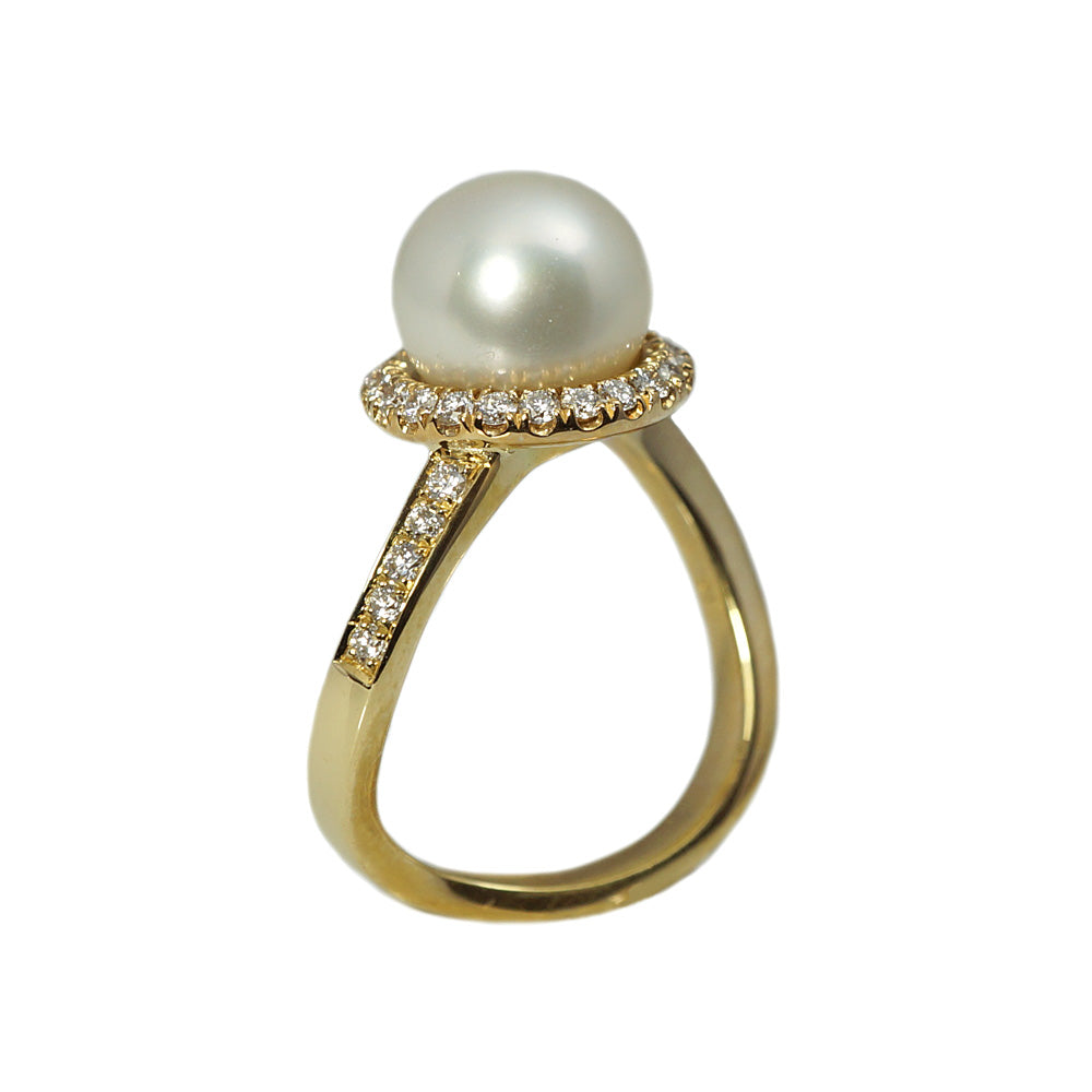 Ana Diamond Halo and Pearl Engagement Ring