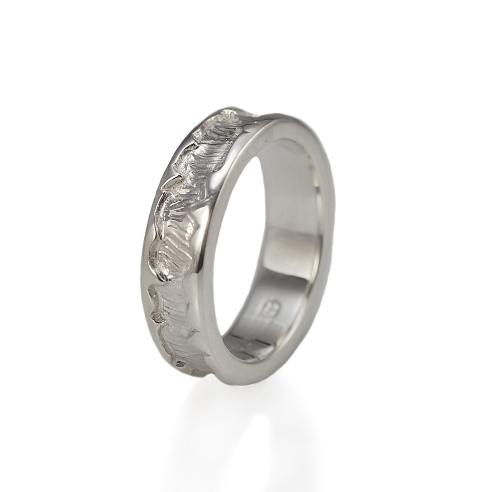 André Hand Carved Sterling Silver Wedding Ring