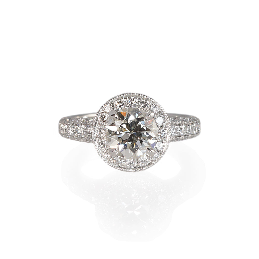 Andrea Halo And Diamond Pavé Engagement Ring