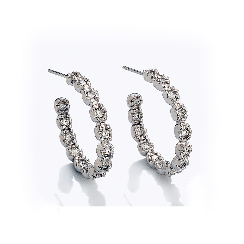 Britt Flower Diamond Hoops Medium