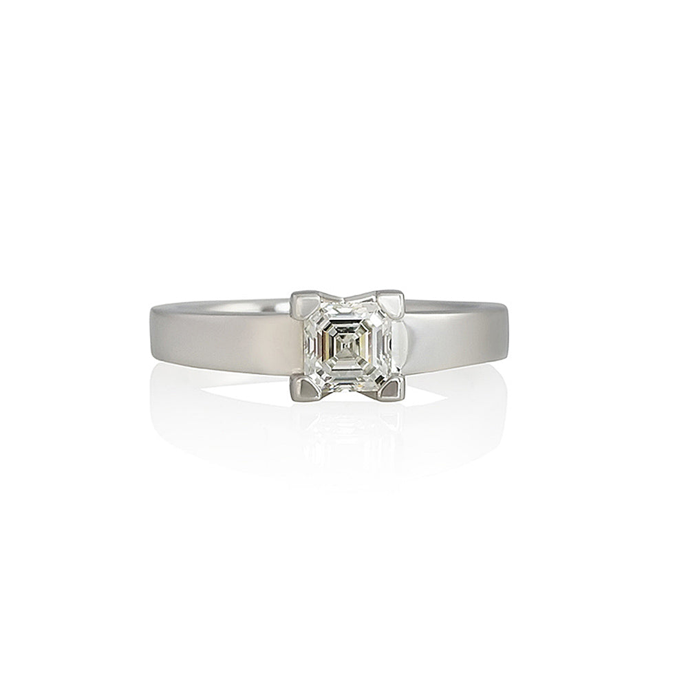 Britt V Asscher Cut Solitaire Engagement Ring