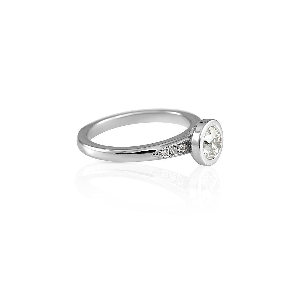 Caity Bezel Set Platinum and Diamond Engagement Ring