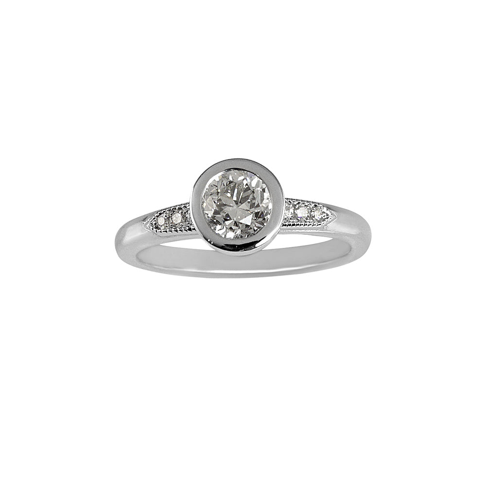 Caity Bezel Set Platinum and Diamond Engagement Ring