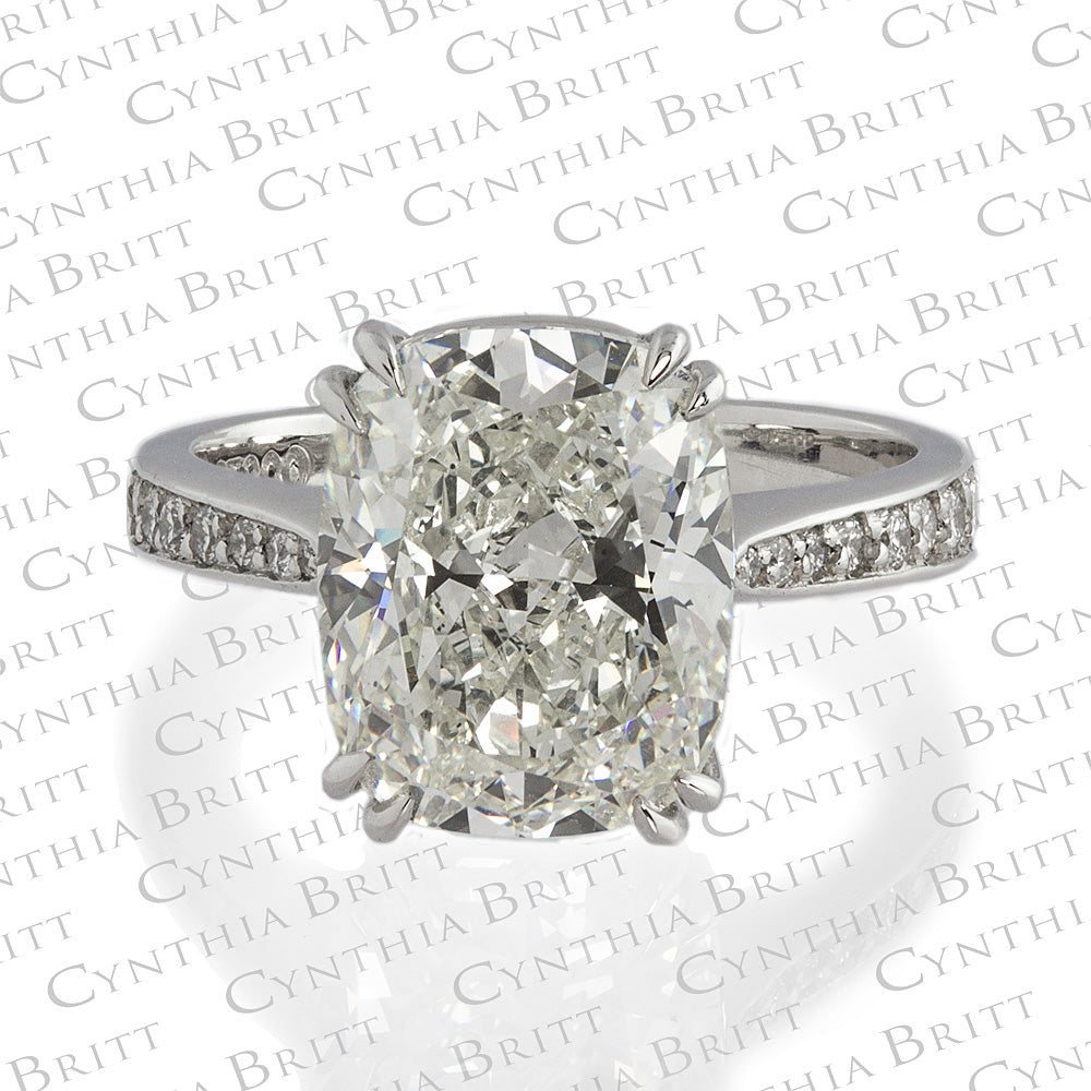 Cushion Cut 5.45 Carat Diamond Platinum Ring