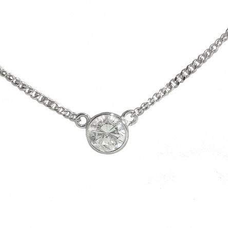 Diamond Pendant on 14k White Gold Curb Chain