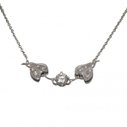 Diamond Vine Necklace in 14K White Gold