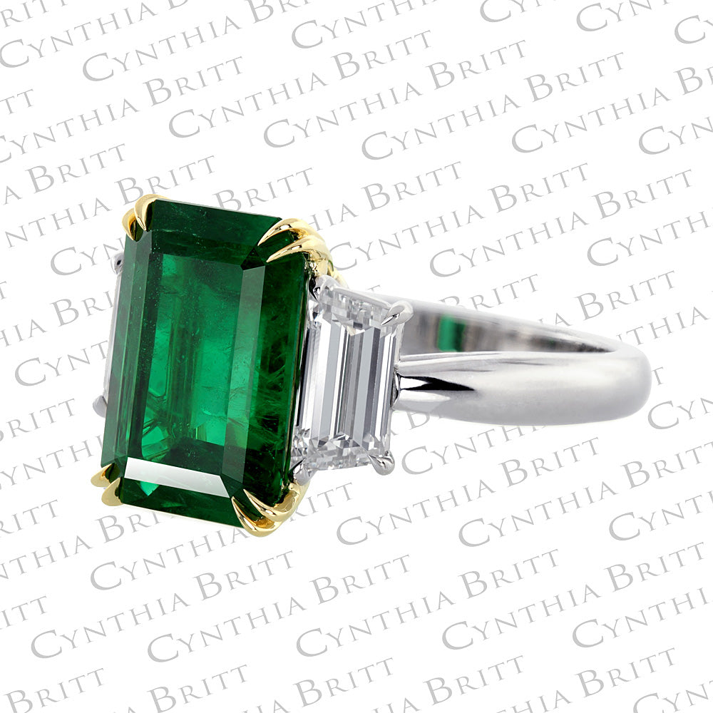 4.56 Carat Emerald And Diamond Ring