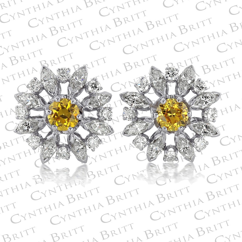 Snowflake Antique Cut diamond Earrings