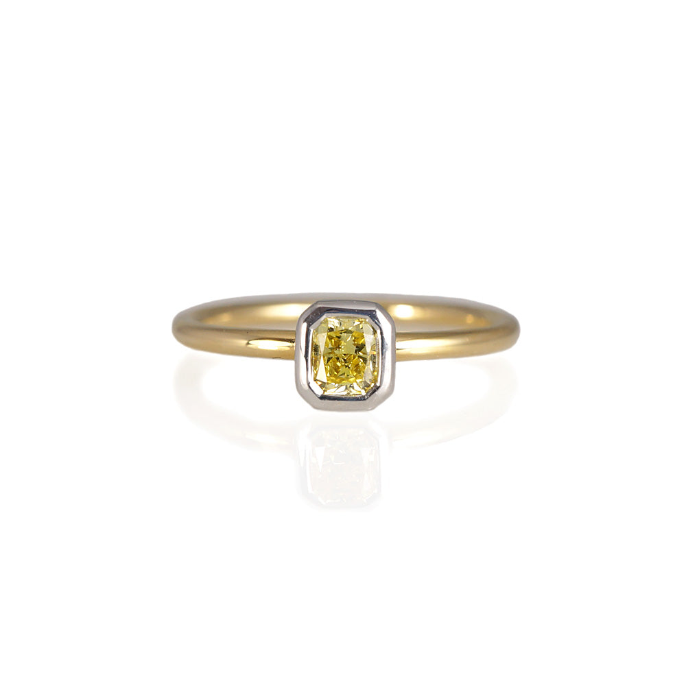 Two-Tone Fancy Yellow Diamond Solitaire Ring