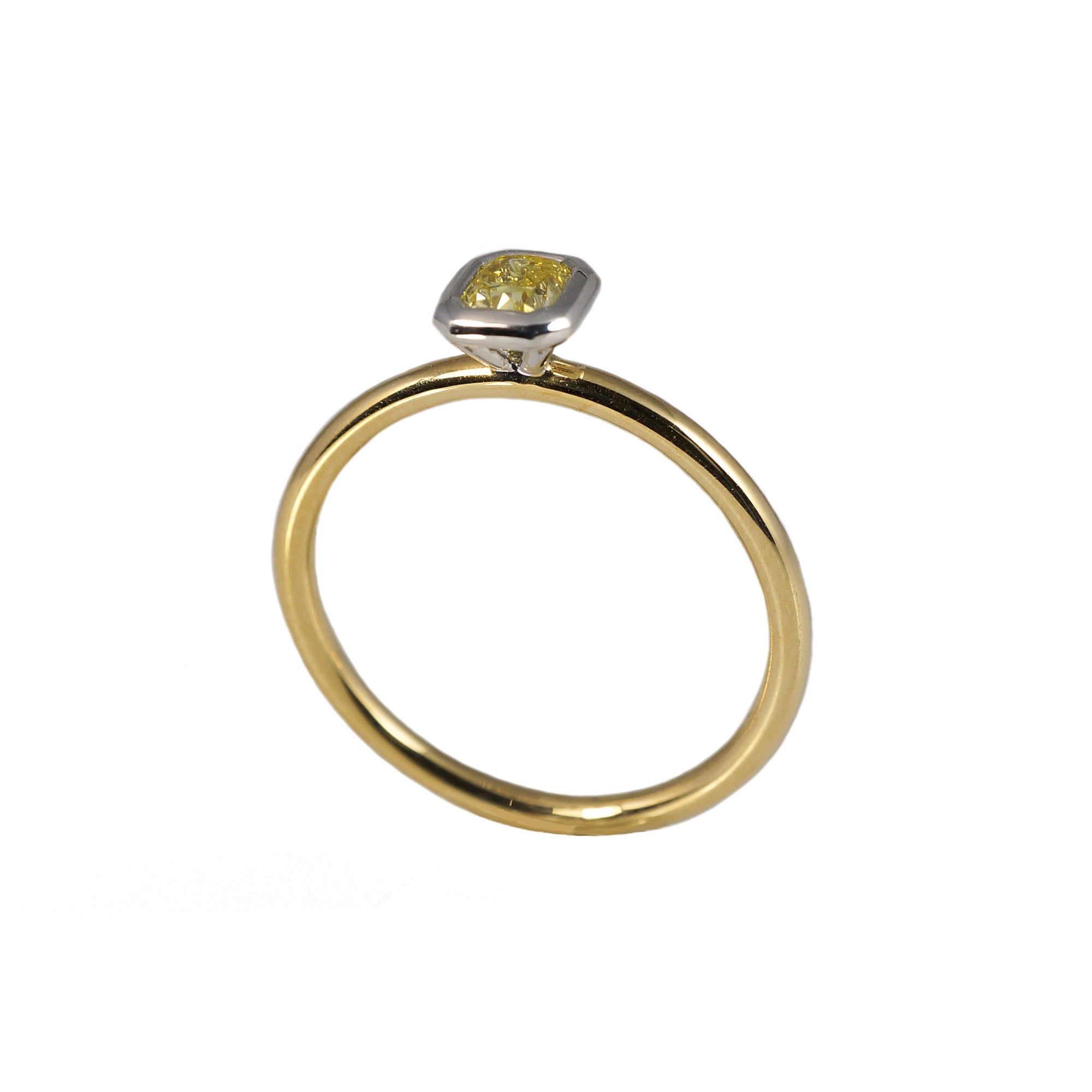 Two-Tone Fancy Yellow Diamond Solitaire Ring