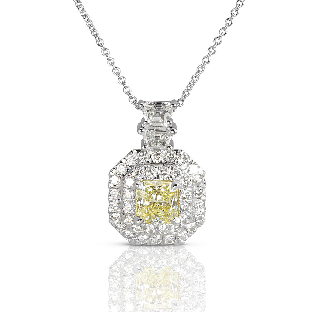 Fancy Yellow Double Halo Pendant