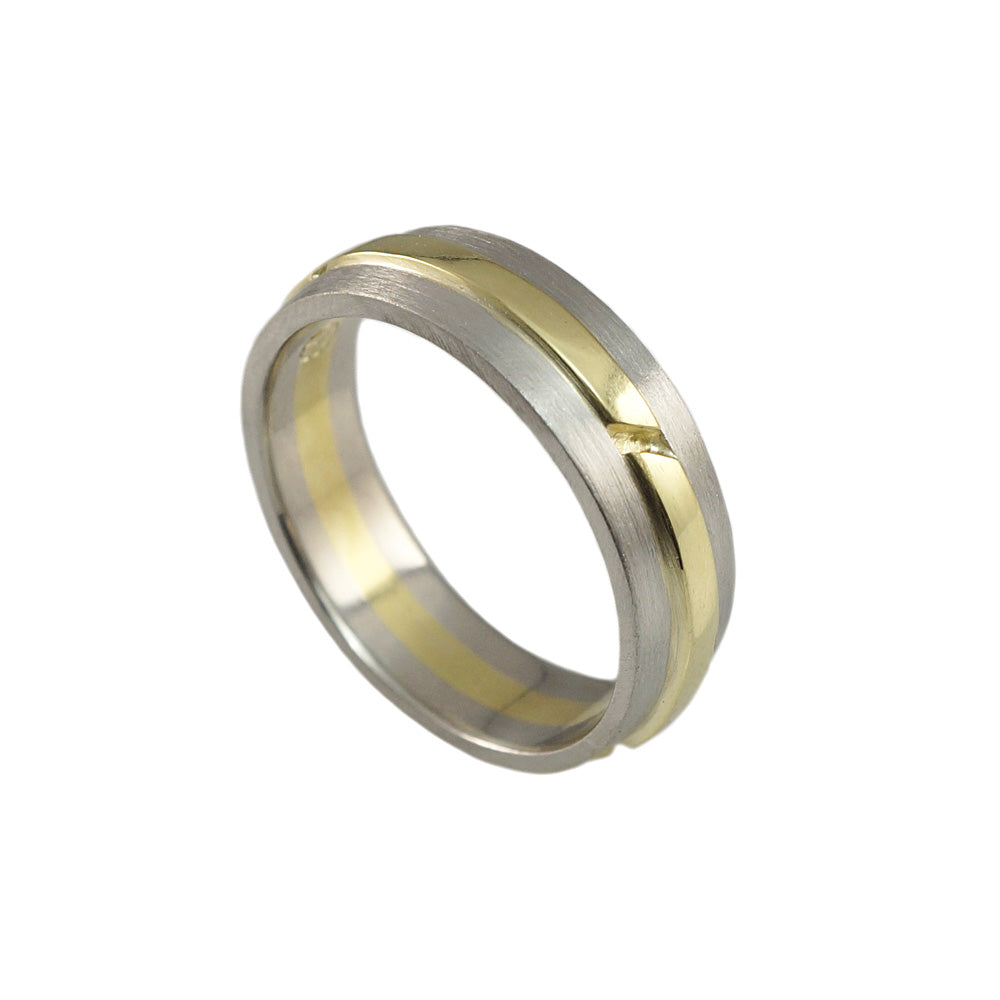 Jeffrey Platinum and Green Gold Men's Wedding band