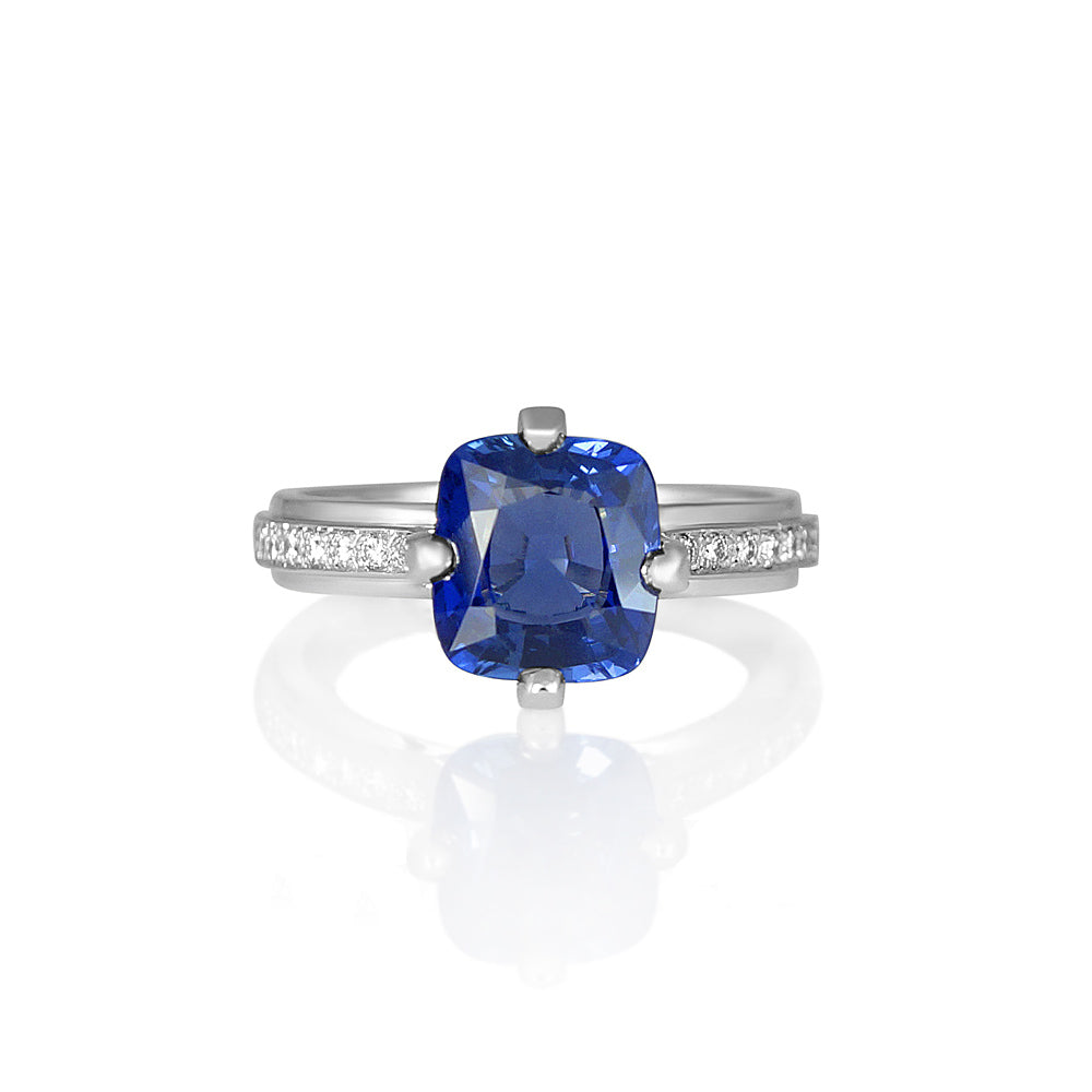 Cynthia Britt "No Basket"™ Sapphire and Diamond Engagement Ring for Jennifer