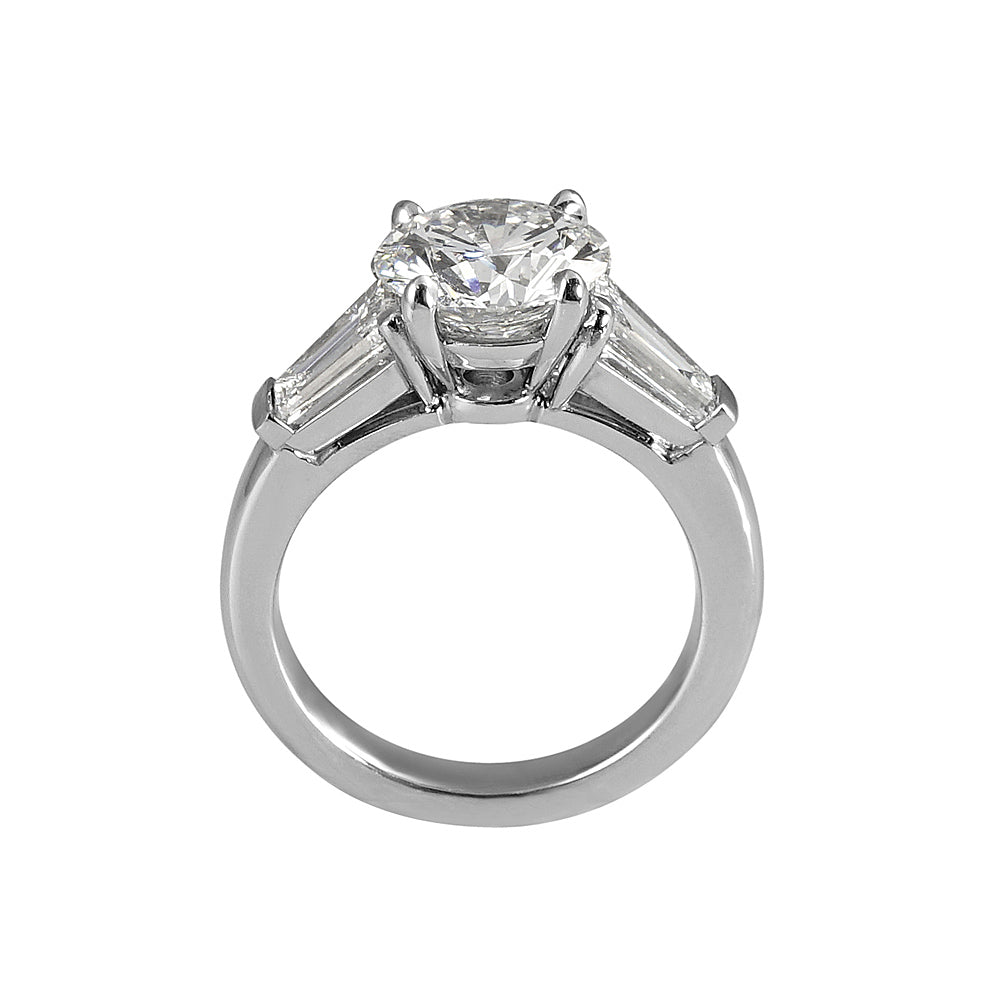 Lara Round With Tapered baguettes Engagement Ring