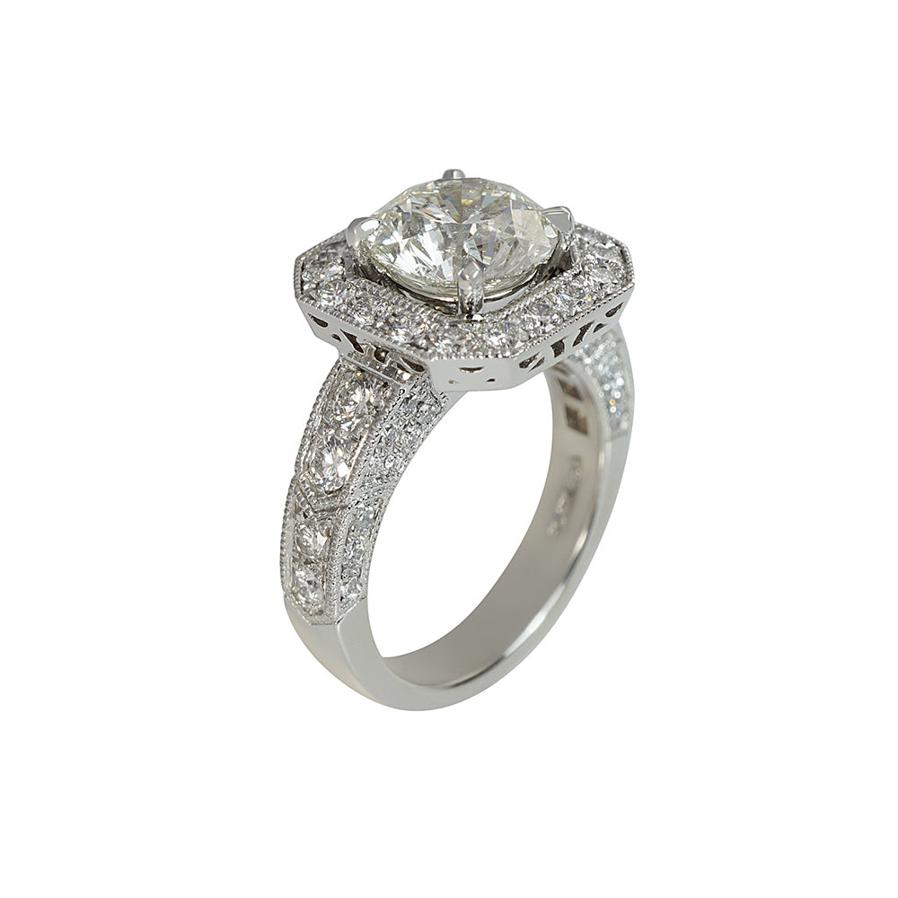 Octagon Halo with Floating Diamond Engagement Ring for Lee Ann