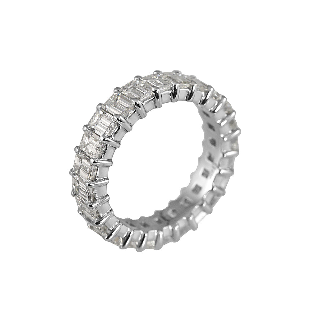 Lisa Platinum Emerald Cut Diamond Eternity Wedding Band