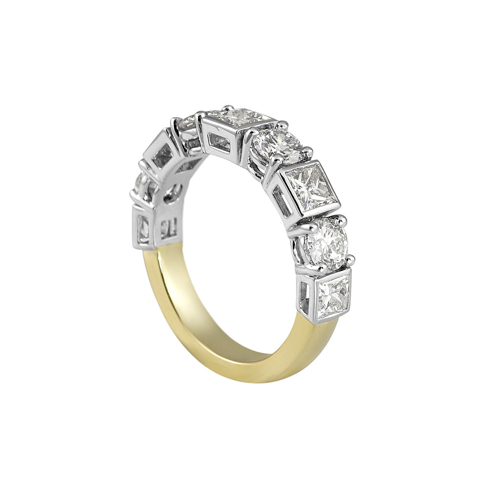 Lori Round and Princess Cut Wedding Ring