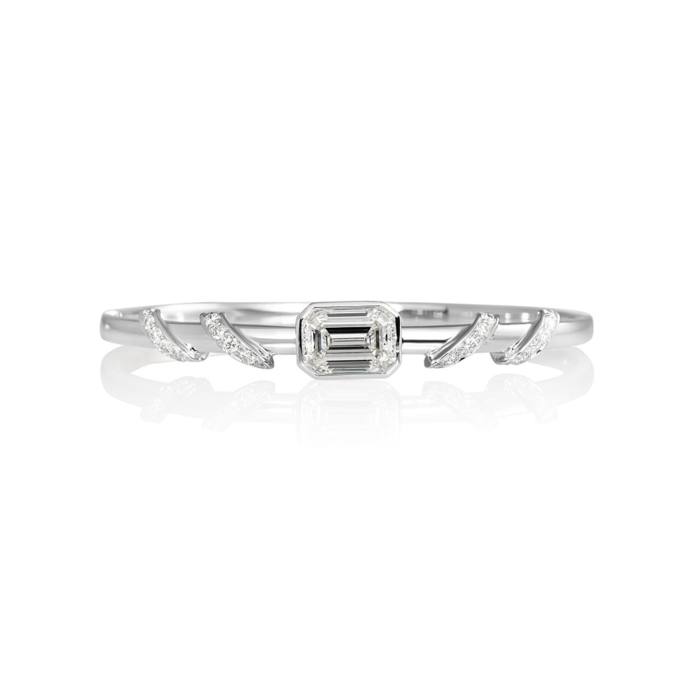 Maggie Emerald Cut Diamond With Diamond Wrap Bangle