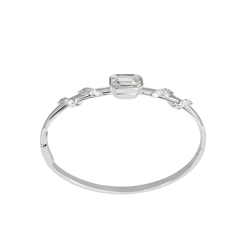 Maggie Emerald Cut Diamond With Diamond Wrap Bangle