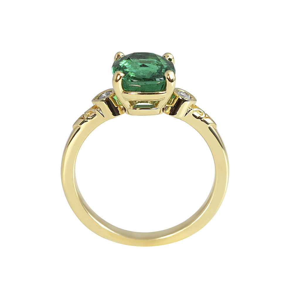 Mariel Emerald and Diamond Engagement Ring