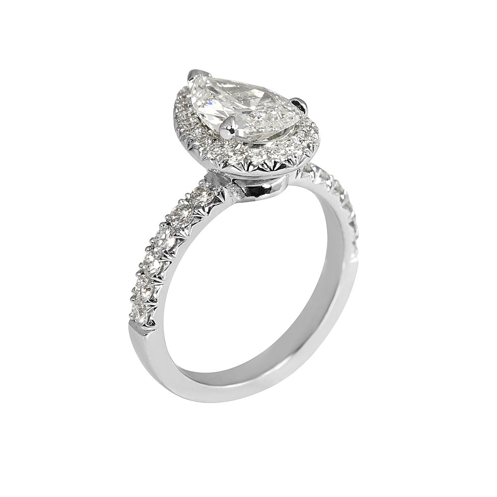 Maude Pear Cut Diamond and Halo Engagement Ring