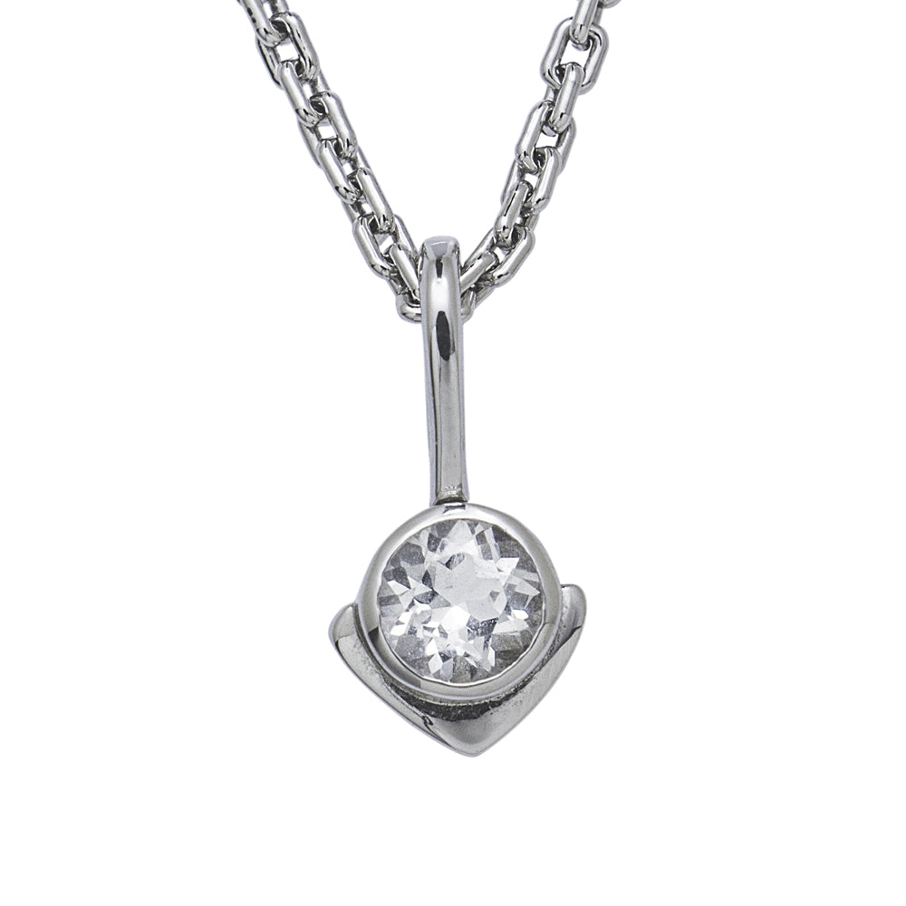 Mini Kiss White Topaz Pendant in White Gold