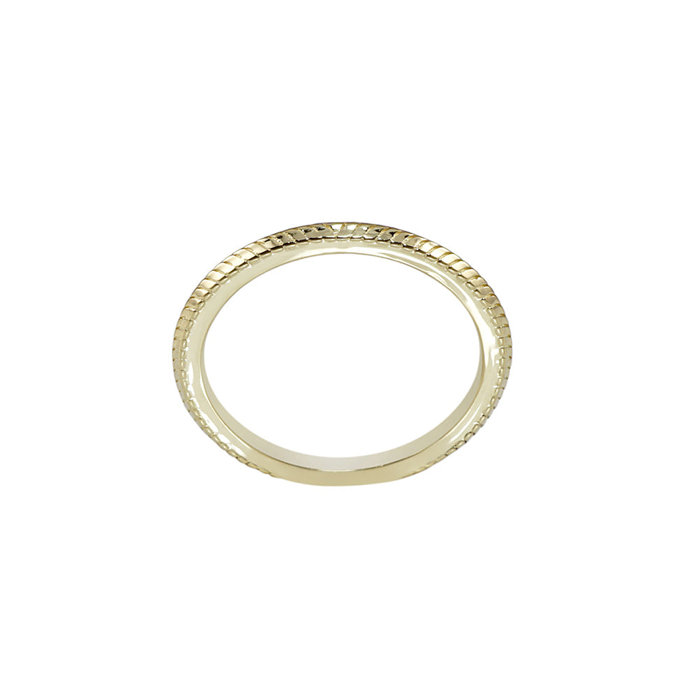 Textured Thin Yellow Gold Band