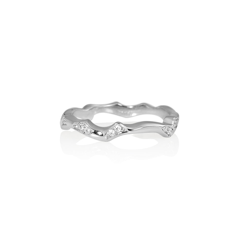 Reiko Platinum and Diamond Rose Branch Ring