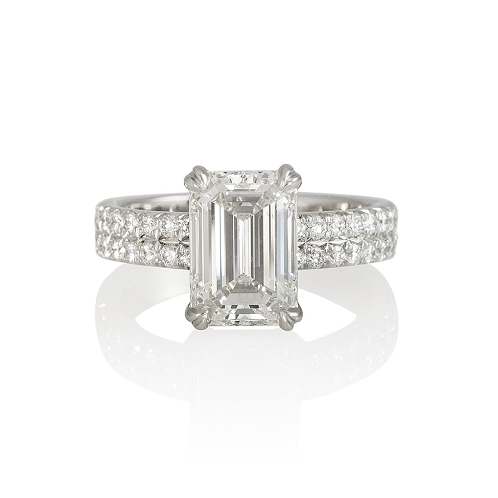 Emerald Cut Engagement Ring with Diamond Basket for Saba