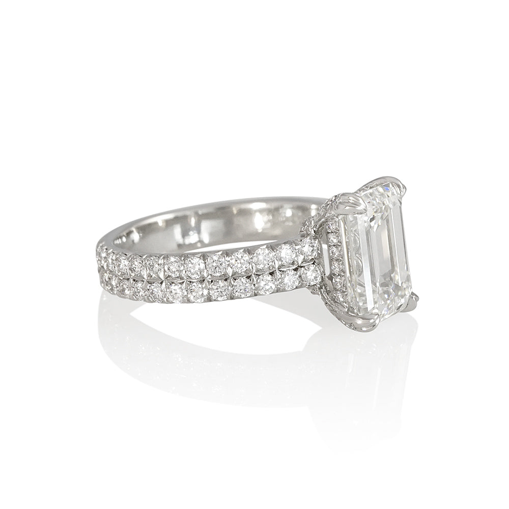 Emerald Cut Engagement Ring with Diamond Basket for Saba